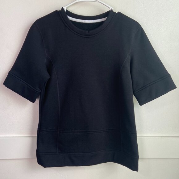 Lululemon Black Peplum Short Sleeve Sweatshirt Pullover - Picture 1 of 8